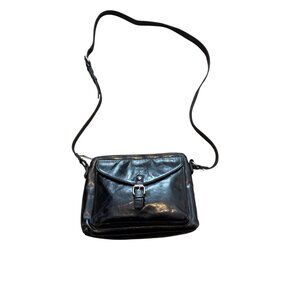 Vintage Patricia Nash Women's Kirby East West Black Leather Crossbody Bag